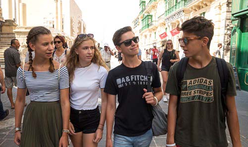 teenagers in Valletta as part of BELS Study Travel Packages