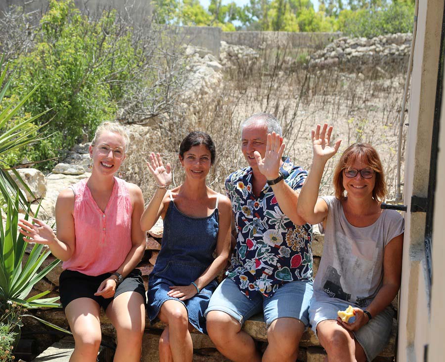 a group of students in the garden