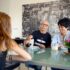 students dining together at the residence