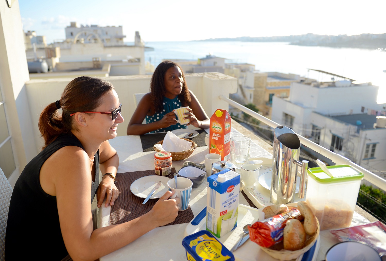 Students having their breakfast at the host family before their English classes